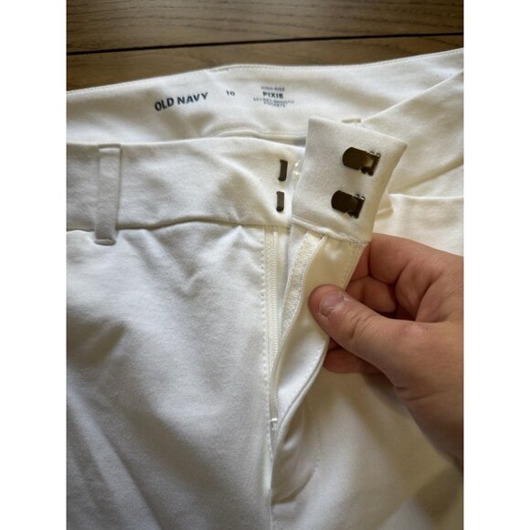 Old Navy Pants Women's Size 10 White High Rise Pixie Secret Smooth Pockets - Picture 7 of 14